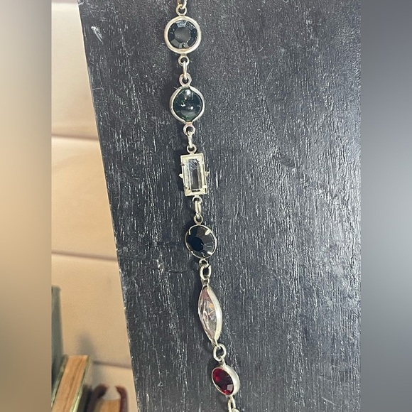 Multicolour Crystal Semi Precious Stone Glass Vintage Silver Unmarked Necklace - Picture 7 of 12